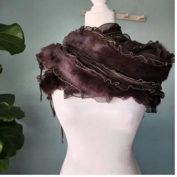 Handmade Unique Boho Scarf Beautiful Style - Brown - Picture 6 of 9